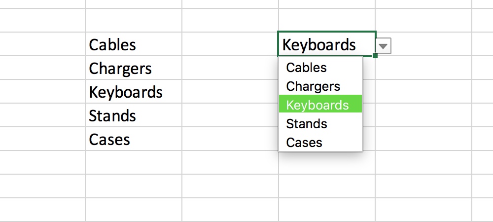 add cell dropdown in 2011 excel for mac